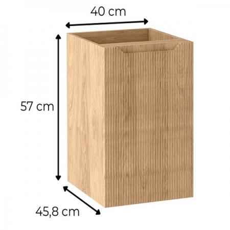 Ryflowana szafka łazienkowa z koszem na pranie 40 cm Hikora NORO